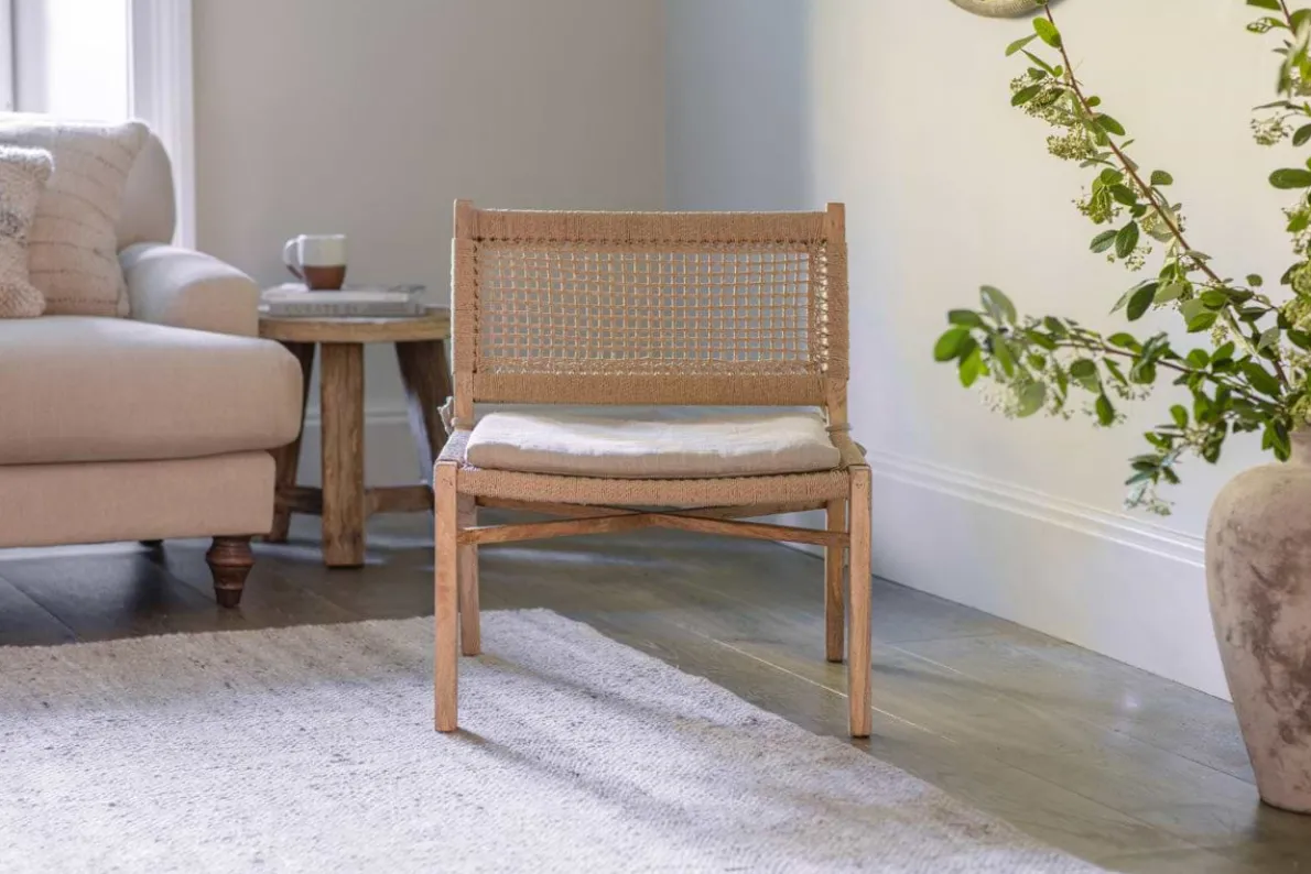 Aamani Mango Wood & Cord Occasional Chair - Natural