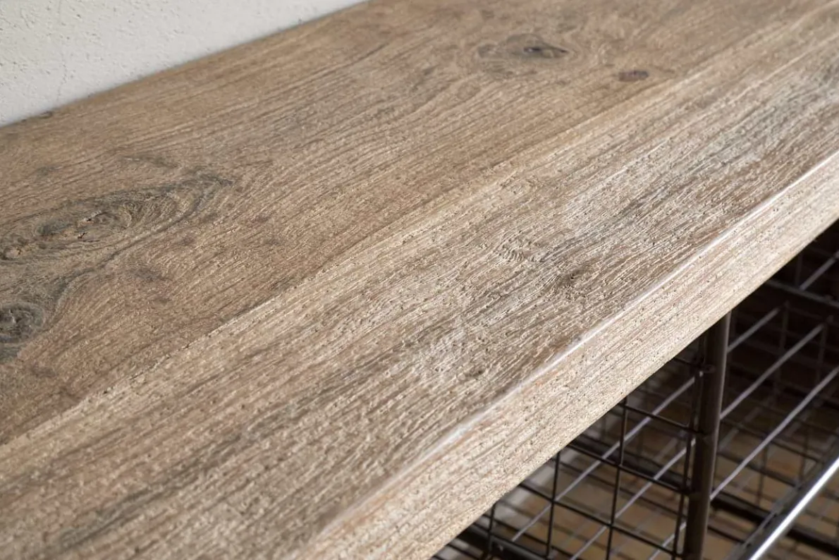 Abha Reclaimed Wood & Iron Storage Bench - Natural