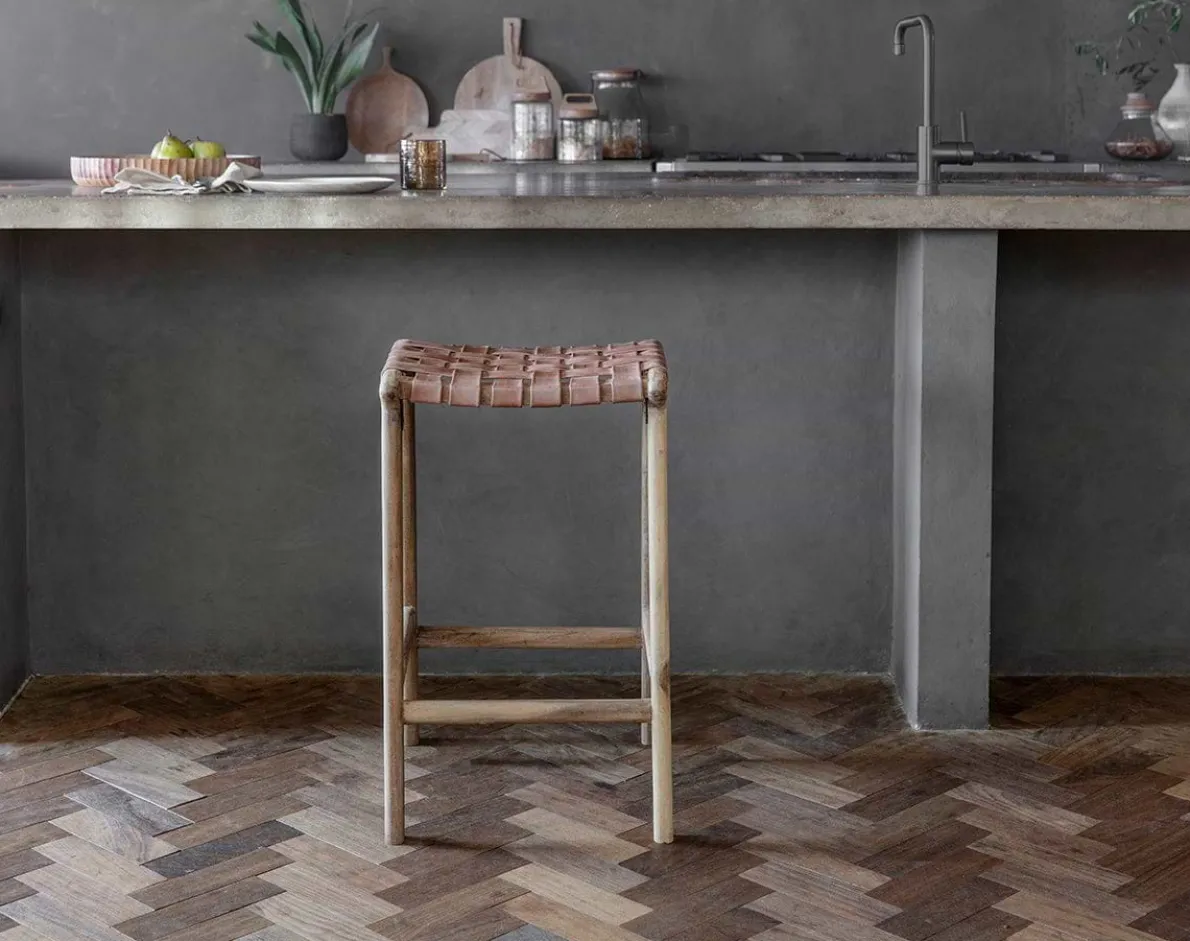 Adembi Woven Leather Counter Stool