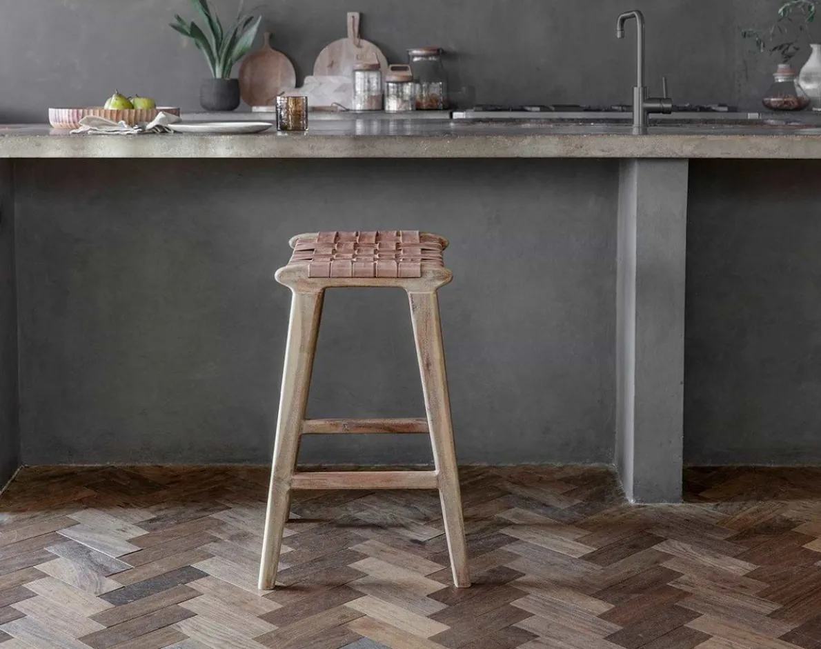 Adembi Woven Leather Counter Stool