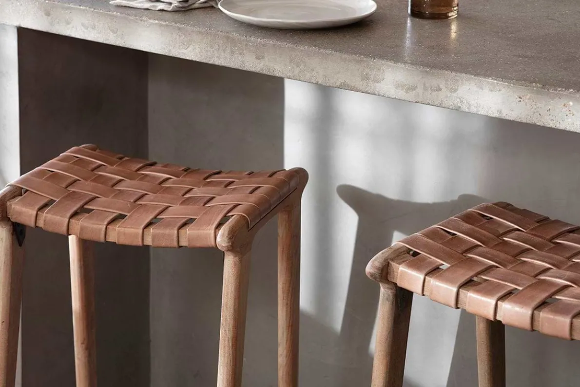 Adembi Woven Leather Counter Stool