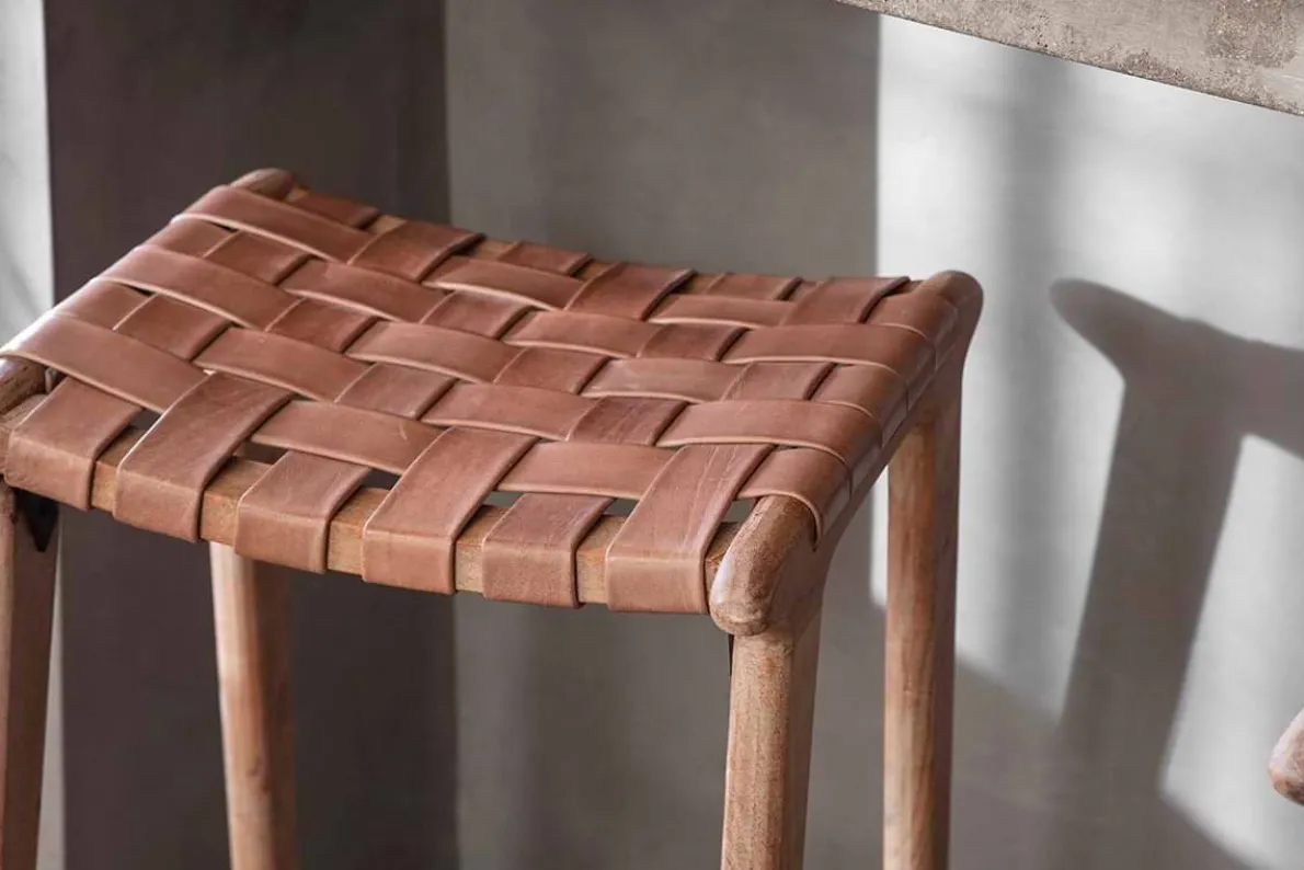 Adembi Woven Leather Counter Stool