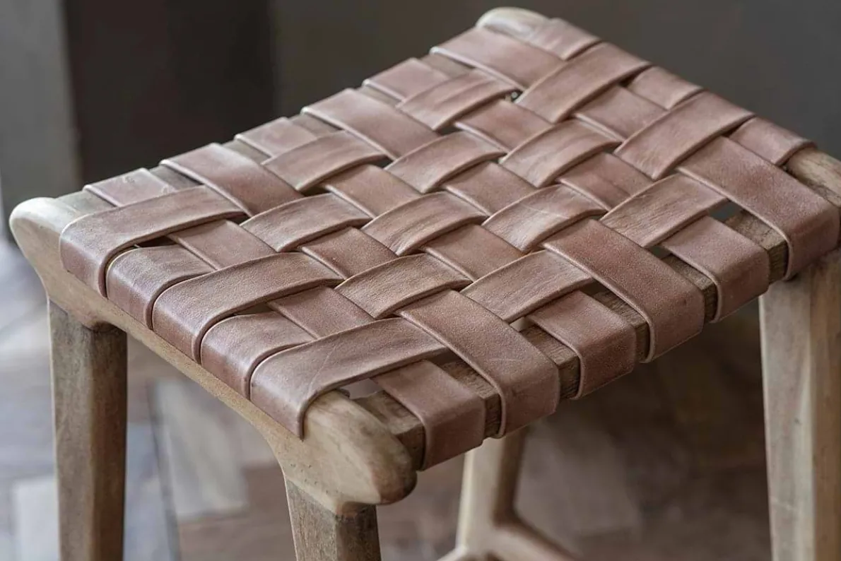 Adembi Woven Leather Counter Stool