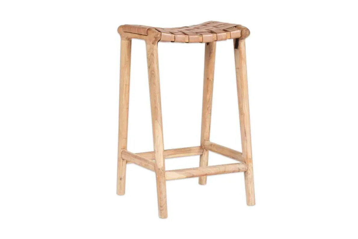 Adembi Woven Leather Counter Stool