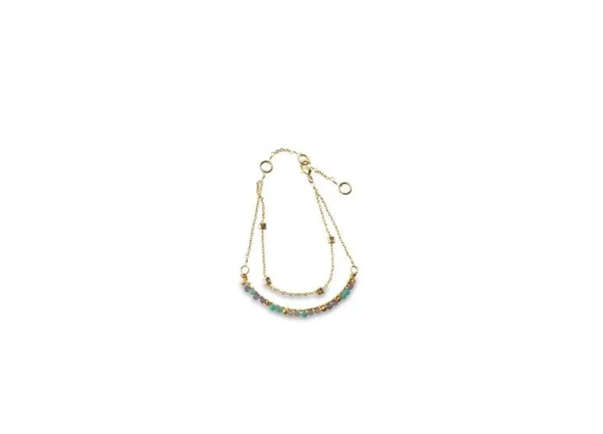 Aja Lolite, Labradorite And Chalcedony Bracelet