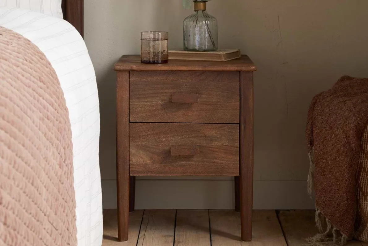 Anbu Acacia Bedside Table - Washed Walnut