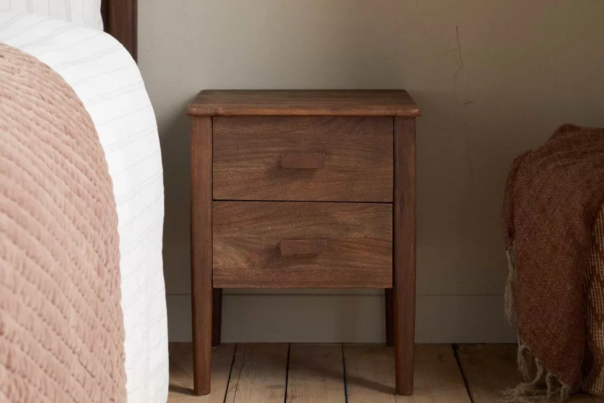 Anbu Acacia Bedside Table - Washed Walnut
