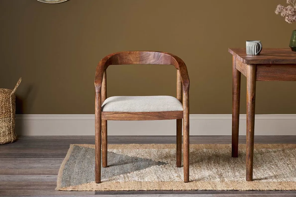Anbu Acacia Upholstered Dining Chair - Washed Walnut