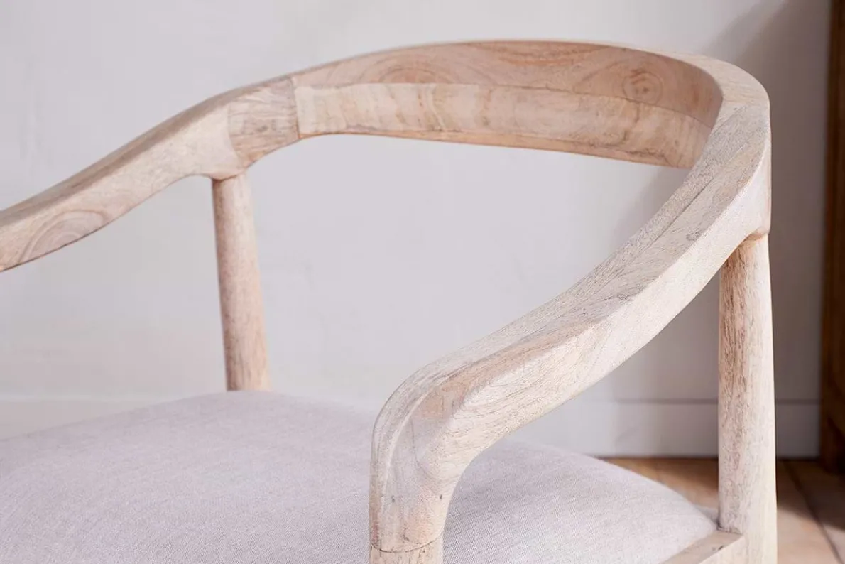 Anbu Mango Wood Upholstered Dining Chair - Natural