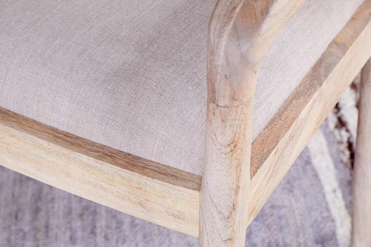 Anbu Mango Wood Upholstered Dining Chair - Natural