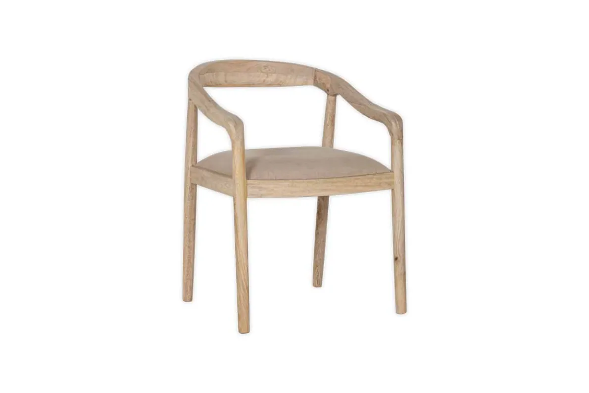Anbu Mango Wood Upholstered Dining Chair - Natural