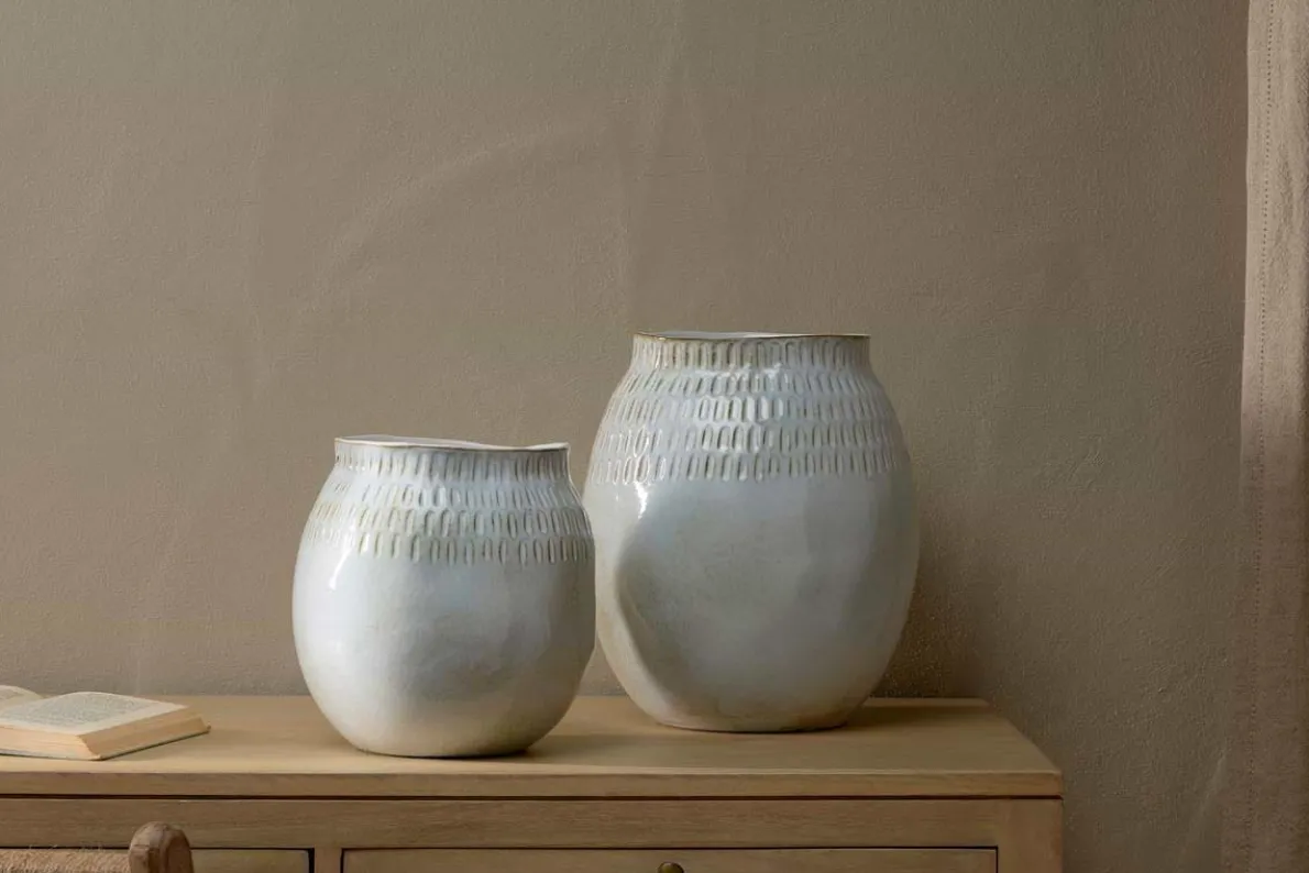 Anjuna Reactive Glaze Ceramic Vase - Off White