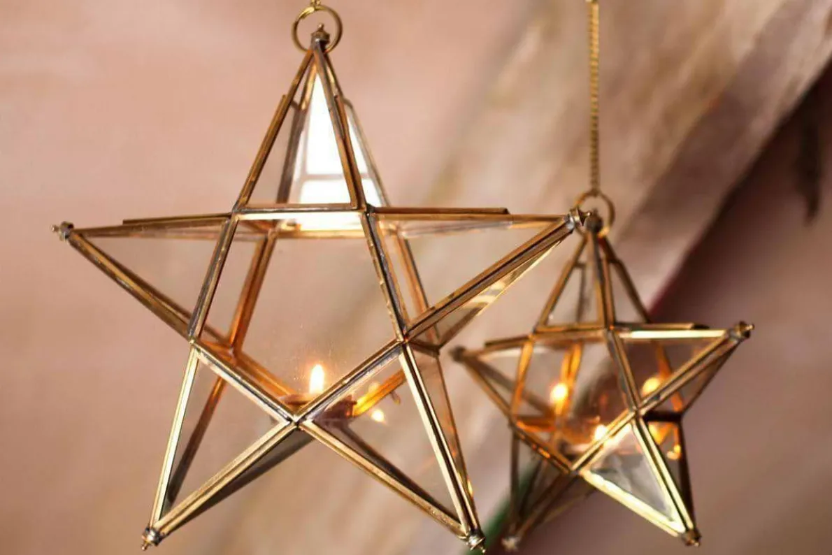 Antique Brass Glass Star