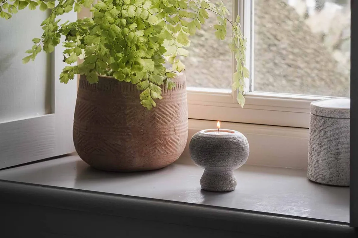 Asana Marble Tealight Holder - Grey