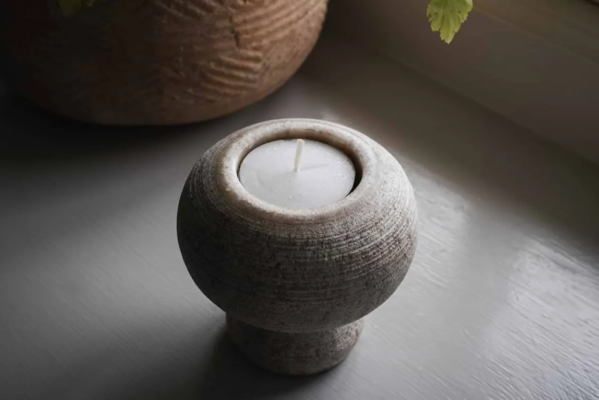 Asana Marble Tealight Holder - Grey