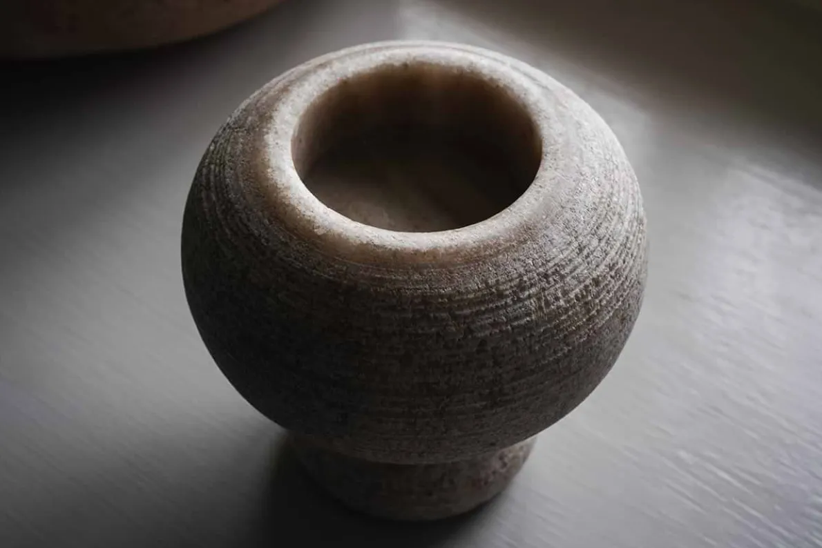 Asana Marble Tealight Holder - Grey