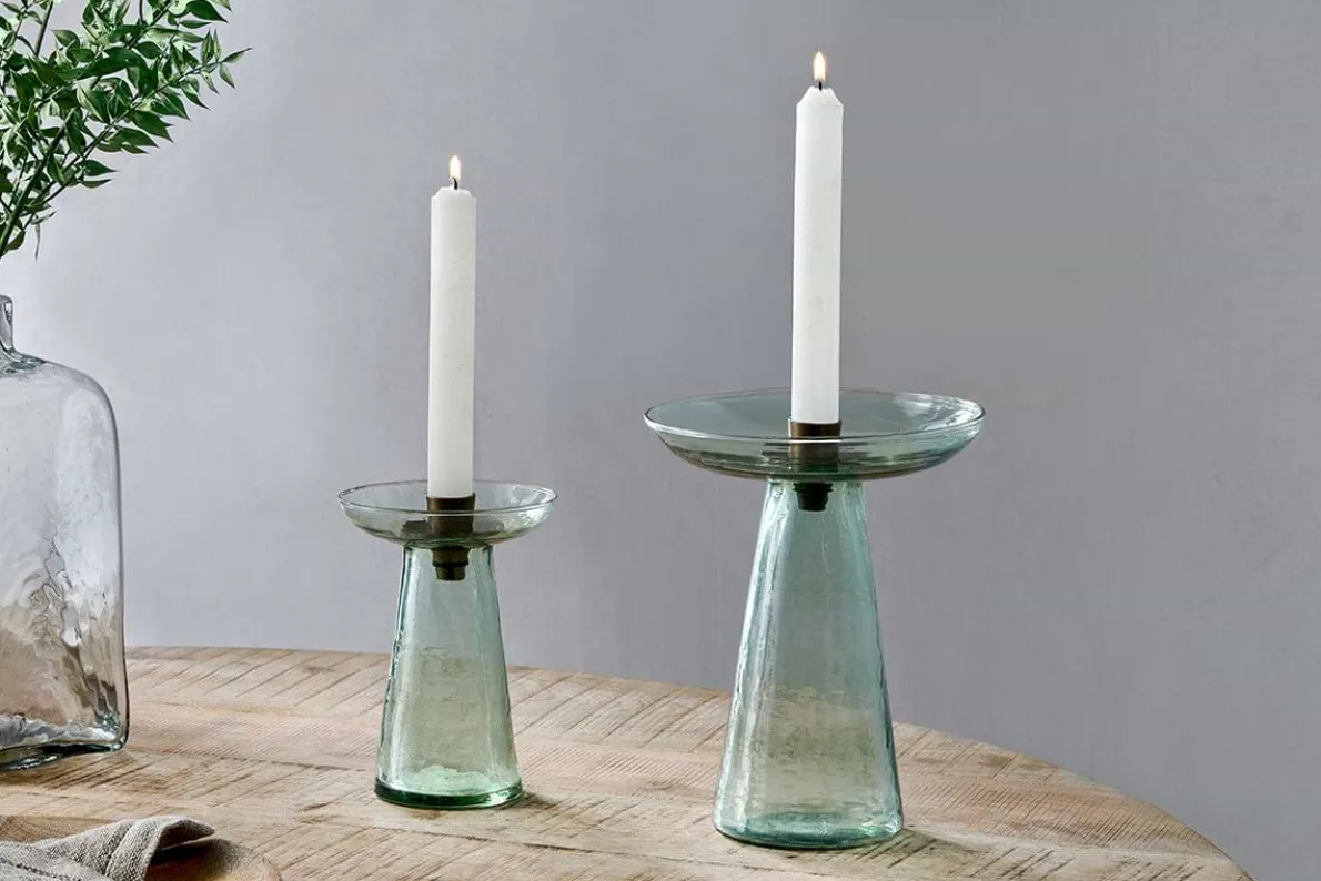 Avyn Recycled Glass Candle Holder - Sage Green
