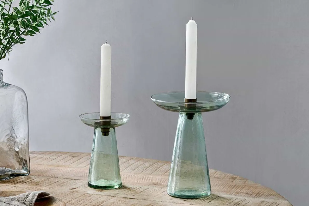 Avyn Recycled Glass Candle Holder - Sage Green