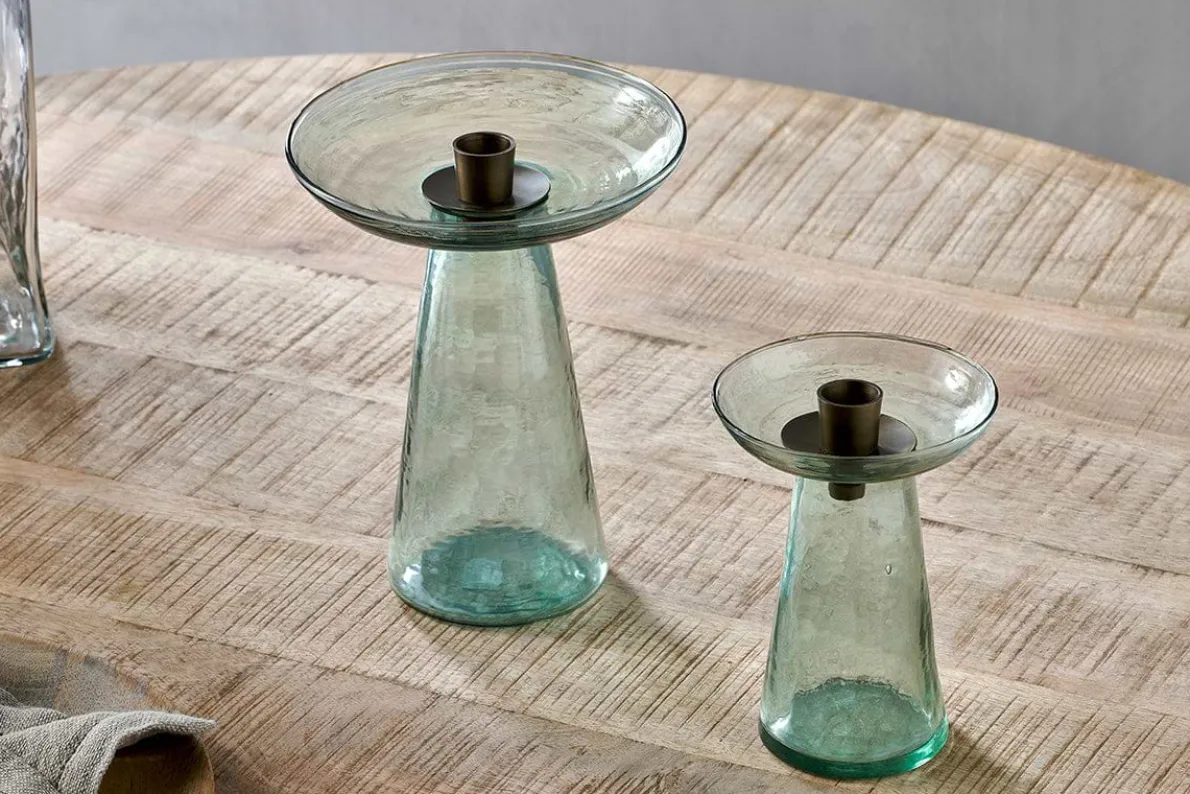 Avyn Recycled Glass Candle Holder - Sage Green