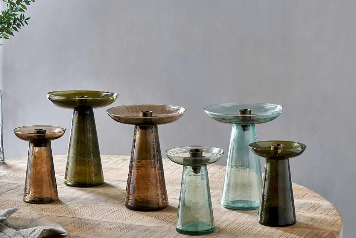 Avyn Recycled Glass Candle Holder - Sage Green