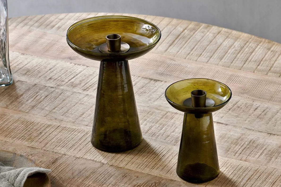 Avyn Recycled Glass Candle Holder - Forest Green