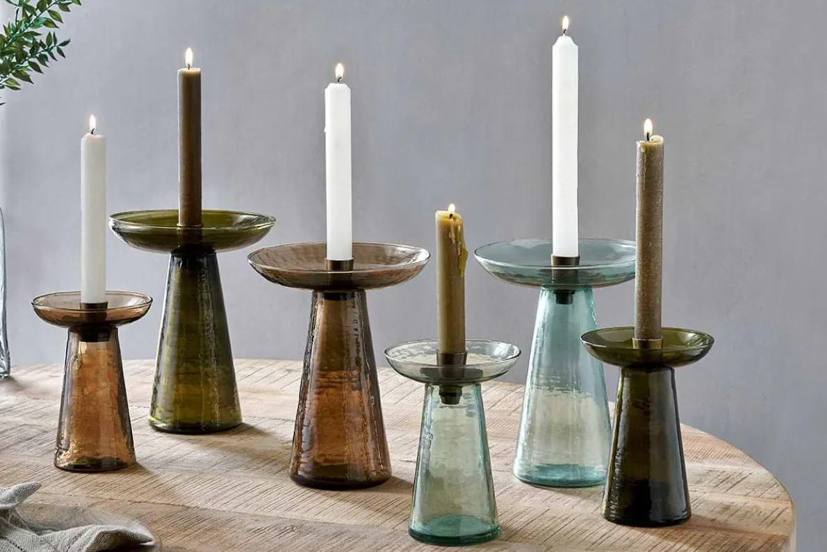 Avyn Recycled Glass Candle Holder - Forest Green