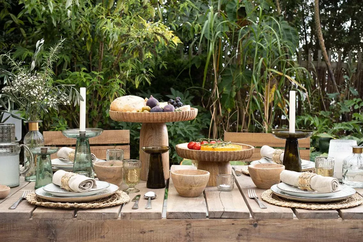 Avyn Recycled Glass Candle Holder - Forest Green