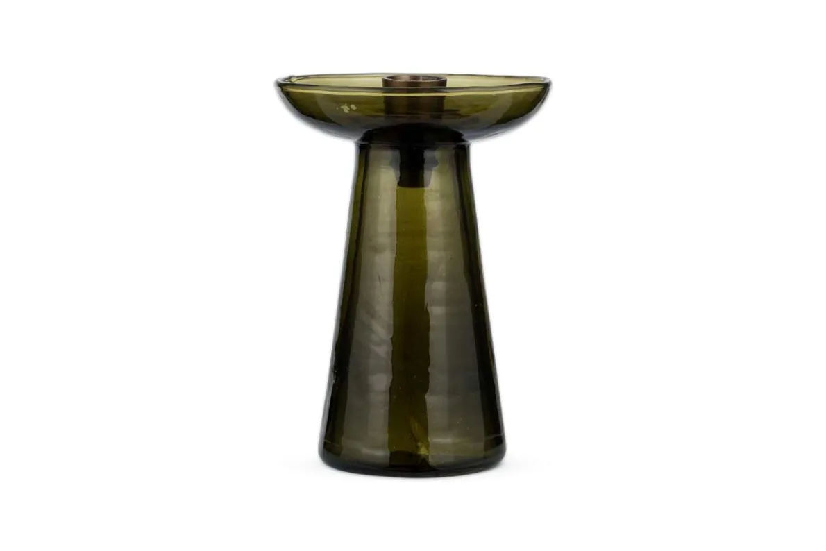 Avyn Recycled Glass Candle Holder - Forest Green