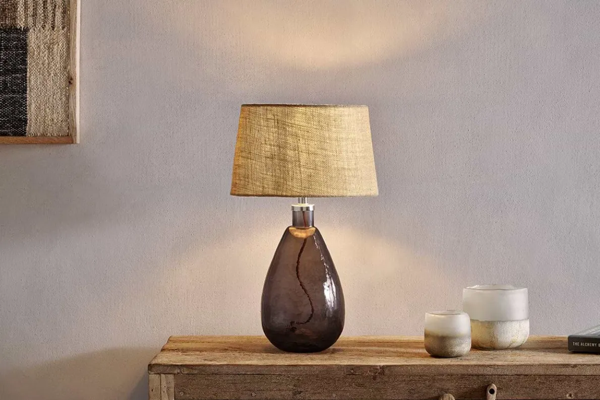 Baba Recycled Glass Table Lamp - Smoke - Small Tall