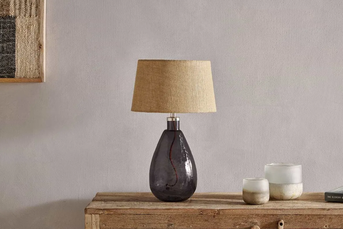 Baba Recycled Glass Table Lamp - Smoke - Small Tall