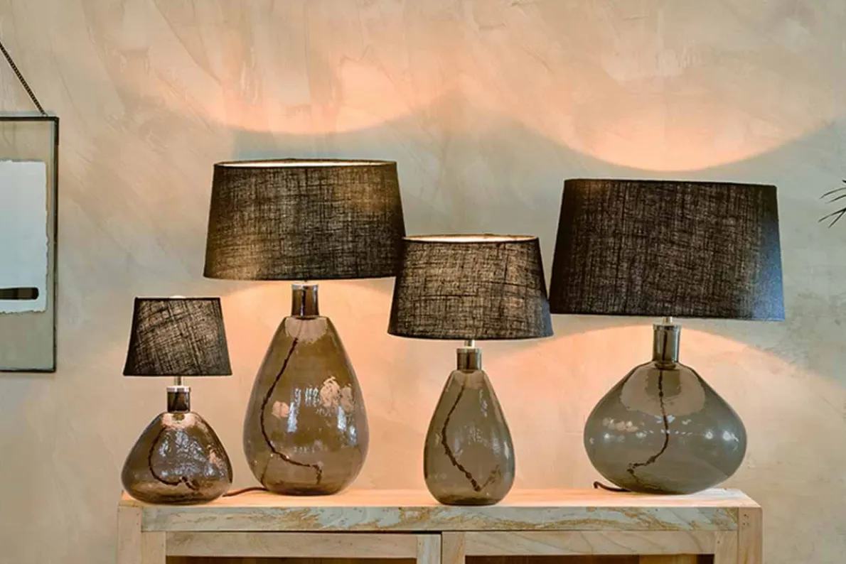 Baba Recycled Glass Lamp - Green - Large Wide