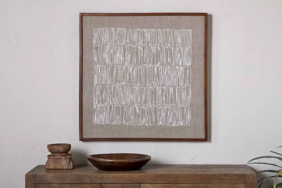 Birala Hand Stitched Wall Art - Natural