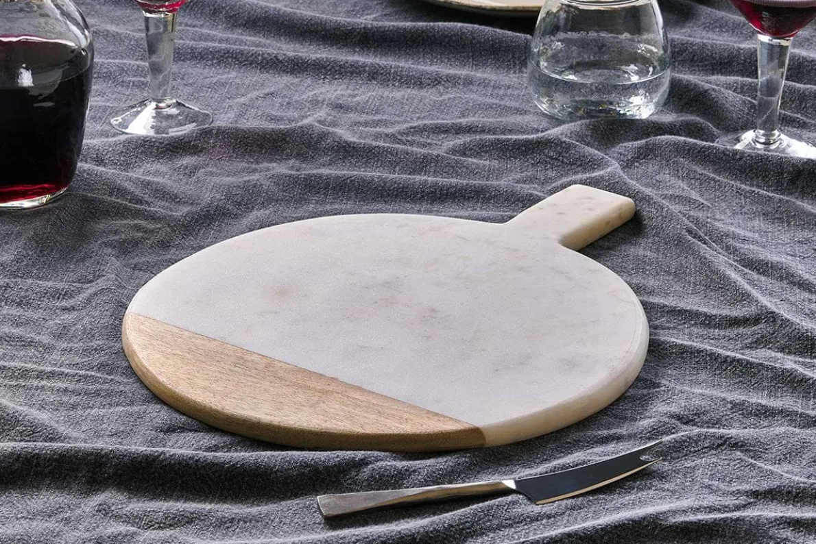 Bwari Round Marble Serving Board - White