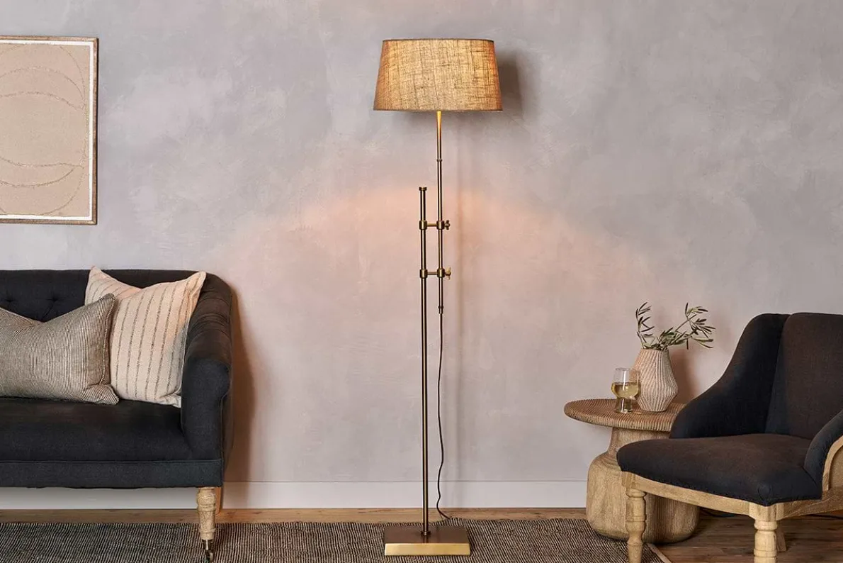 Chintala Iron Floor Lamp - Antique Brass