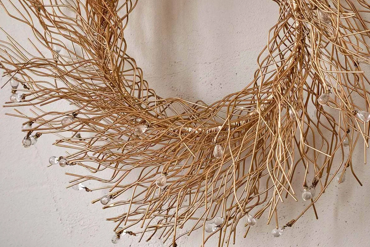 Danvi Glass Drop Wreath - Brass & Clear