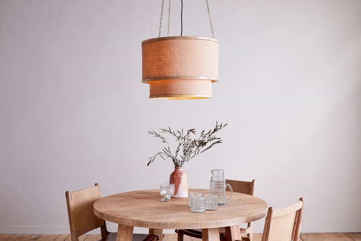 Darat Mango Wood & Jute Pendant - Natural