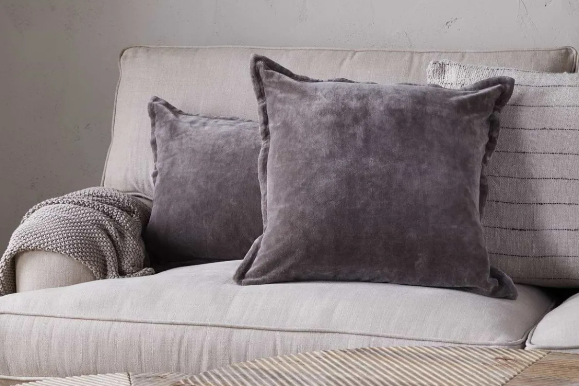 Dhara Velvet Cushion Cover - Charcoal
