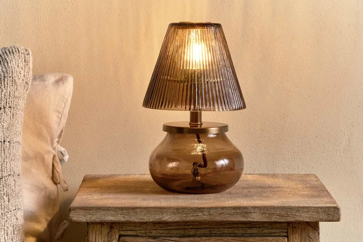 Dimalai Recycled Glass Table Lamp - Brown Smoke