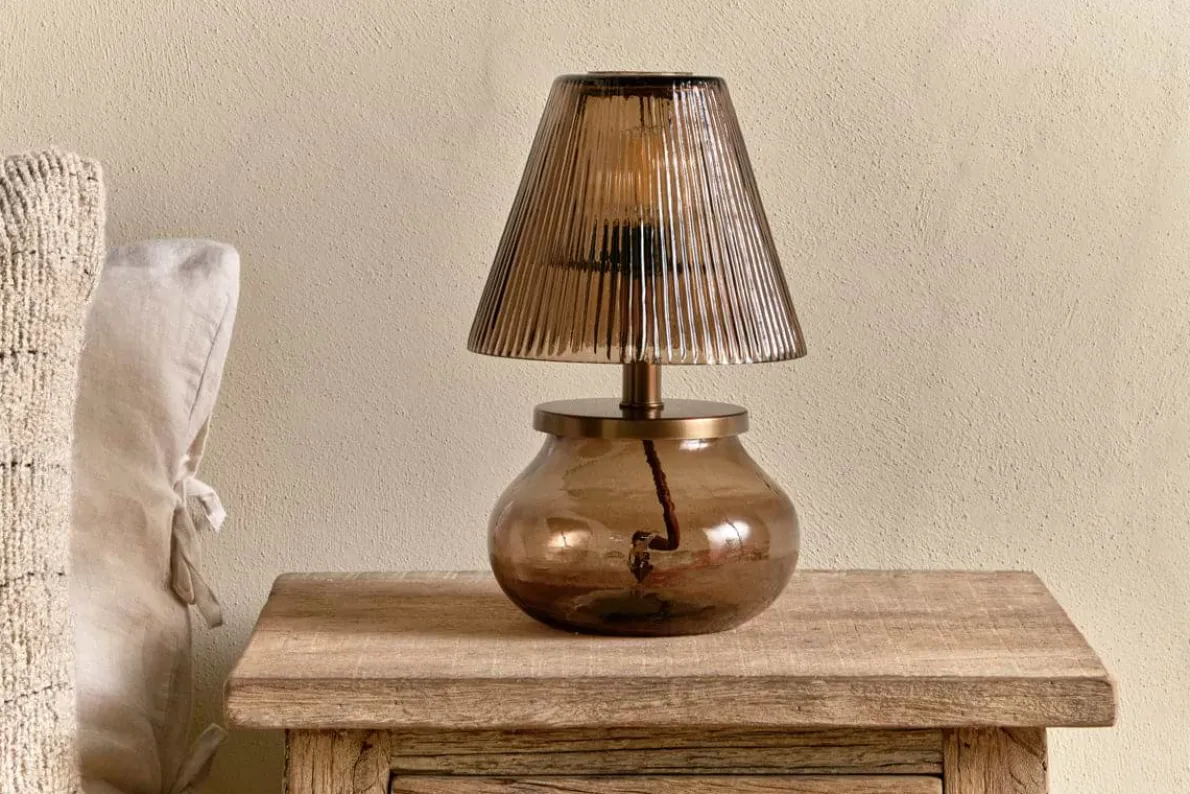 Dimalai Recycled Glass Table Lamp - Brown Smoke