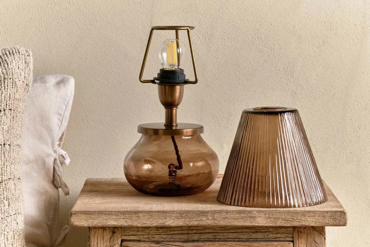 Dimalai Recycled Glass Table Lamp - Brown Smoke