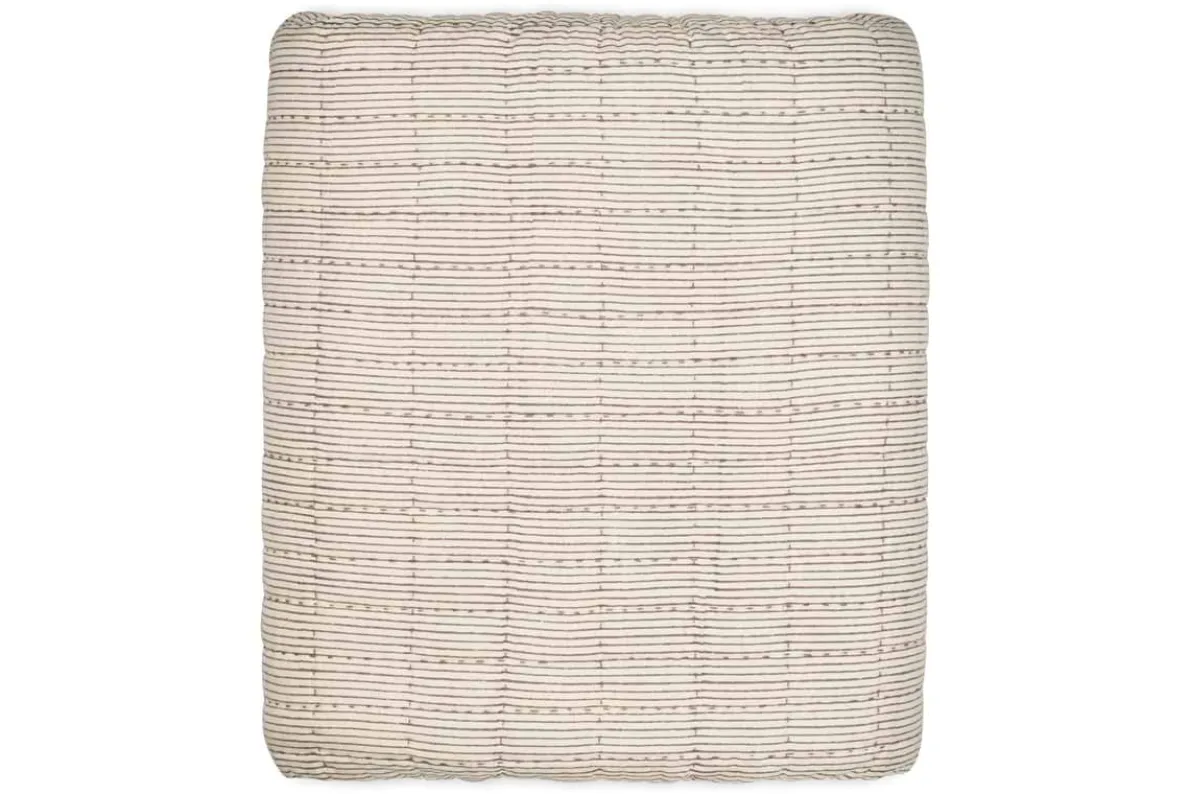 Dipti Cotton & Linen Block Print Bed Quilt - Charcoal