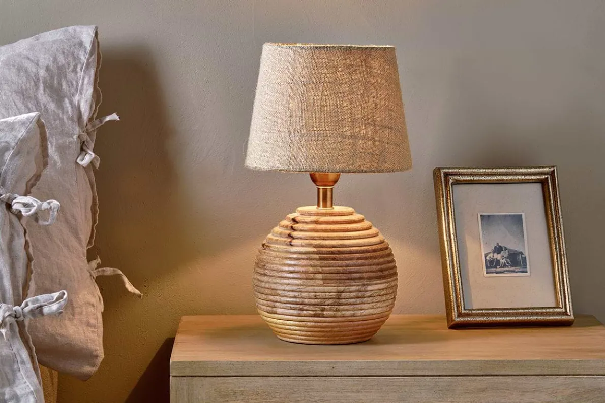Drisana Mango Wood Bedside Table Lamp
