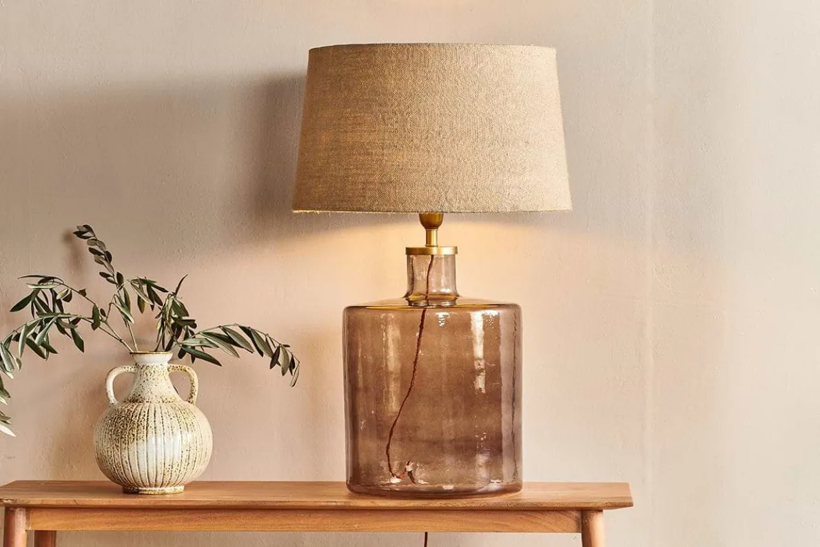 Edina Recycled Glass Table Lamp - Smoke Brown - Large