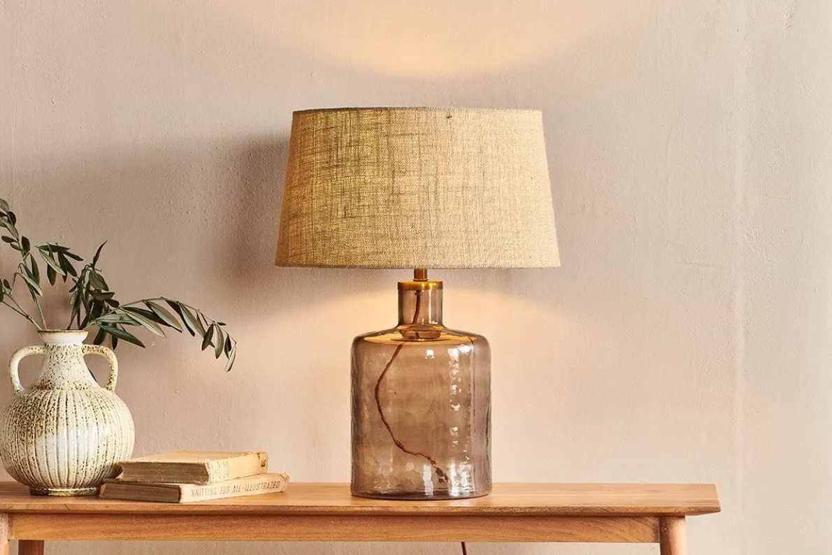 Edina Recycled Glass Table Lamp - Smoke Brown - Small