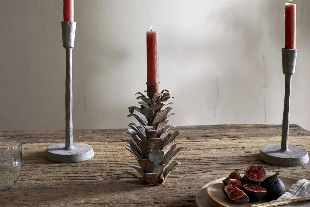 Elagalu Pine Cone Candle Holder - Zinc