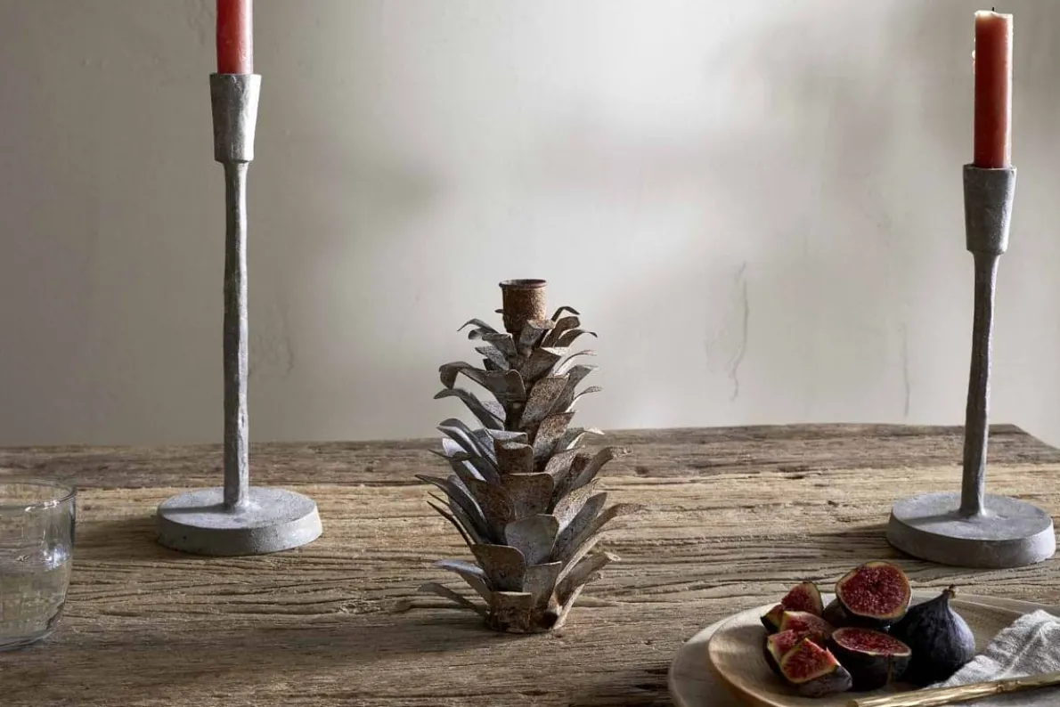 Elagalu Pine Cone Candle Holder - Zinc