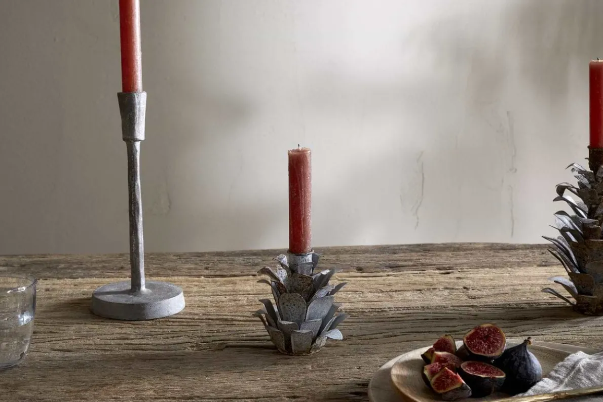Elagalu Pine Cone Candle Holders - Zinc (Set of 2)