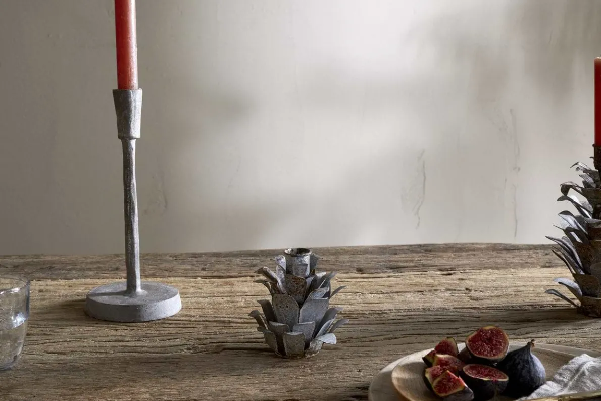Elagalu Pine Cone Candle Holders - Zinc (Set of 2)