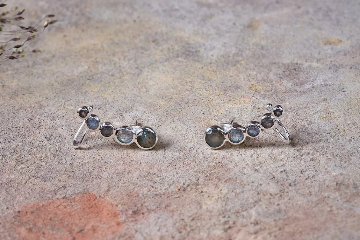 Elina Labradorite Ear Climber - Silver