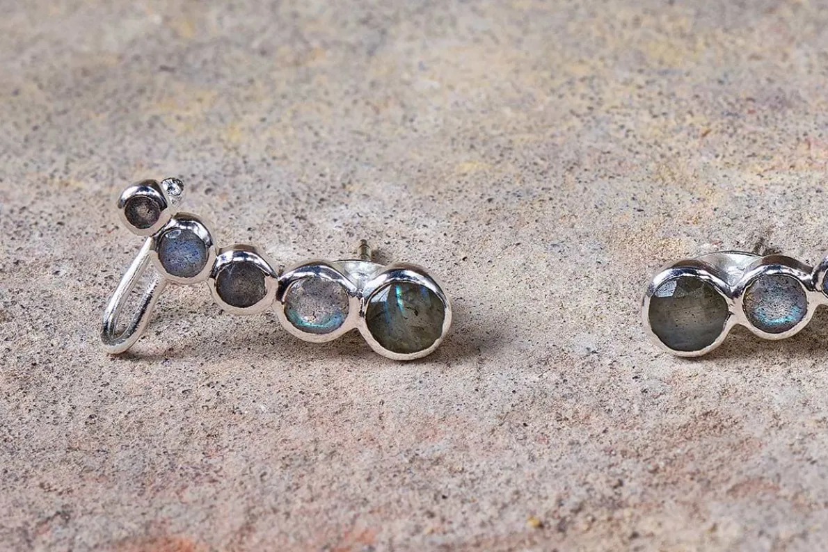Elina Labradorite Ear Climber - Silver